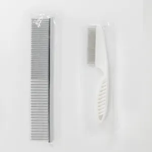 Pet Comb Cat And Dog Grooming Tool Stainless Steel Flea Comb Plastic Handle Pet Hair Remover Cleaning Brush
