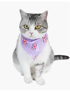 Cute British style cat pet bandana, stylish flag pattern triangular bib for dogs and cats.