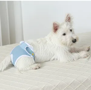 Breathable comfortable female dog physiological pants with cute daisy embroidery for daily use.