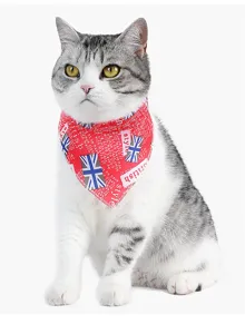 British flag pet cat bandana red triangle bib stylish adjustable neckwear for cute pets