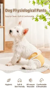 Comfortable yellow pet sanitary pants for dogs female puppy diaper breathable physiological shorts