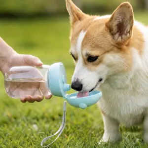 Draagbare honden drinkfles voor onderweg, reizende huisdier waterdispenser met drinkbak.