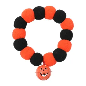 Halloween huisdier pompon halsband met schattige pompoen bel voor katten en honden.