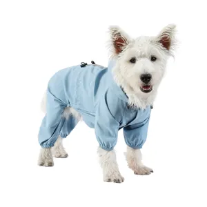 Imperméable pour Chien Réfléchissant Combinaison à 4 Pattes Respirante Veste de Pluie à Capuche Vêtements pour Animaux