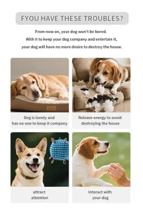 Dog squeak toy soft plush ball with interactive ropes for biting and chewing training pets.