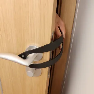 Adjustable pet door strap for cats and dogs, easy installation door holder keeping pets safe.