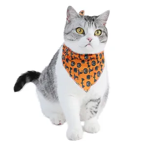 Halloween Pet Bib Triangle Scarf Cute Pumpkin Cat Dog Bandana Costume Holiday Party Apparel Pet Accessories