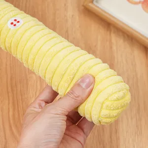 Giocattolo da masticare per cani in corduroy giallo, peluche sonoro resistente per grandi cuccioli.