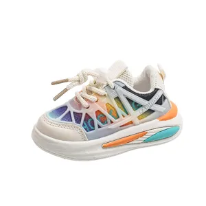 Breathable toddler sneakers for boys and girls with colorful gradient mesh design