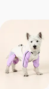 Wasserdichter vierbeiniger Haustier-Regenmantel für kleine Hunde mit Kapuze und Bündchen.