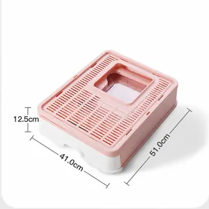 Tabla de dimensiones de la caja de arena plegable para gatos, tamaño 51x41x12,5 cm para mascotas.