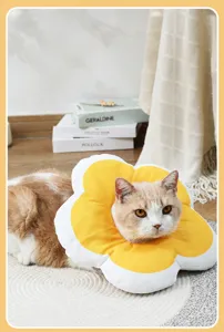 Cute flower shape cat recovery collar soft pet cone anti-licking Elizabethan collar for cats.
