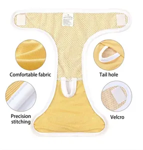 Dog physiological pants breathable mesh pet diaper with tail hole and adjustable velcro.