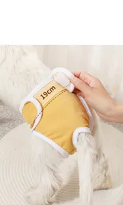 Close-up detail of adjustable pet sanitary pants with secure velcro for female dogs.