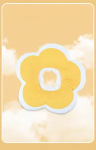 Soft pet recovery collar detail, cute flower shape cat cone for post surgery healing.