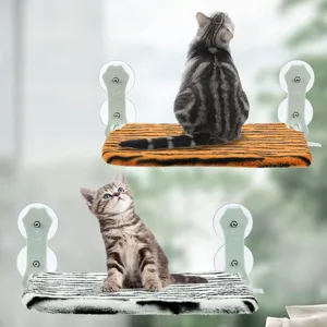 Foldable Cat Hammock Window Perch With Suction Cups Tiger Pattern Pet Resting Seat Hanging Bed For Cats