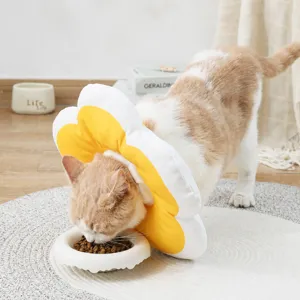 Soft cat recovery collar cute flower elizabethan cone breathable pet anti-bite neck ring