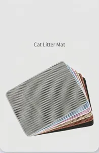 Vue detaillee du tapis de litiere chat en EVA double couche avec maille anti-deversement.