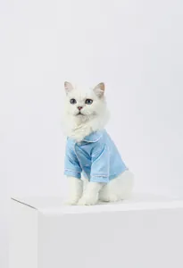 Süße Katzen Hunde Pyjama blaue Schlafbekleidung weiche Haustierkleidung kleine Hunde