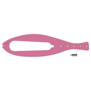 Pink fish shaped pet door bracket replacement part with metal screw for cat separation door.