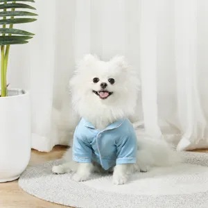 Süßer Haustier Hund Schlafanzug weiche hellblaue Nachtwäsche für kleine Hunde Welpen Mode