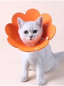 Süße orangefarbene Blumen Katzen Halskrause, Anti-Lecken Schutzhalsband für Haustier Pflege.