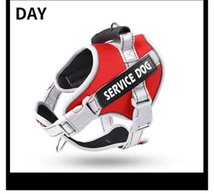 Red reflective dog harness with handle for medium large dogs tactical pet chest strap