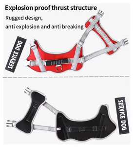 Reflective tactical dog harness anti-pull adjustable pet vest detail view for training.