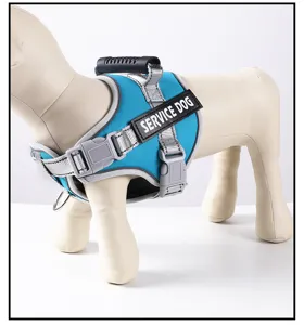 Reflective dog harness for medium large dogs, durable nylon chest strap with top handle.