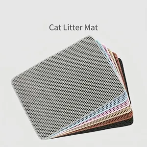 Tapis de Litière pour Chat Double Couche EVA Imperméable Nid d'Abeille Antidérapant Tapis de Piégeage de Litière pour Animaux