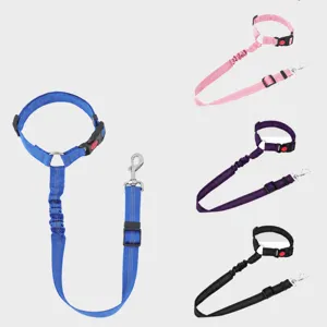 Pet Car Safety Seat Belt Adjustable Dog Leash Reflective Elastic Buffer Vehicle Safety Lead Strap For Travel Outdoor