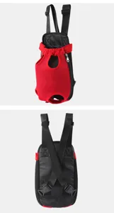 Atmungsaktiver Haustier-Rucksack für Hunde und Katzen, rot-schwarze Netz-Brusttasche.
