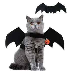 Pet Halloween Bat Wings Costume Cute Cat Dog Cosplay Apparel With Bell Festival Party Dress Up Outfit Pet Accessories