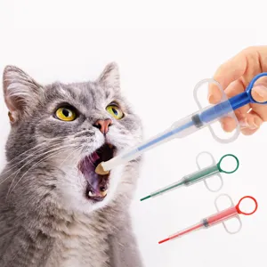 Pet Medicine Feeder Plastic Press Type Double Head Feeding Tool With Soft Silicone Tip For Cats Dogs