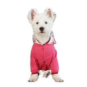 Imperméable pour chien à quatre pattes avec capuche transparente, vêtement rose pour animaux.