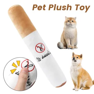 Cute cigarette shaped pet plush toy, soft bite resistant chew toy for dogs and cats.