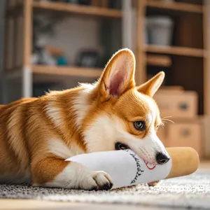 Cute cigarette shaped plush dog chew toy, durable pet teething toy for aggressive chewers, soft.