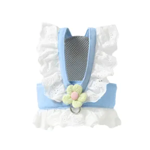 Pet Cat Dog Harness And Leash Set JK Style Floral Lace Vest Cute Puppy Walking Lead