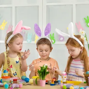 Cerchietto con orecchie di coniglio in peluche per feste di Pasqua e Halloween e bel trucco.