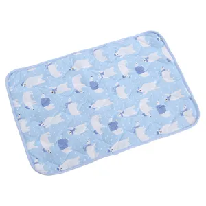 Summer pet cooling mat with cute polar bear print breathable ice silk pad for dogs and cats