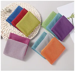 Colorful cooling sports towels set, breathable mesh gym sweat towel for outdoor fitness.