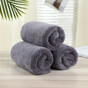 Grey coral fleece car wash towel detail showing soft texture and thick absorbent material.