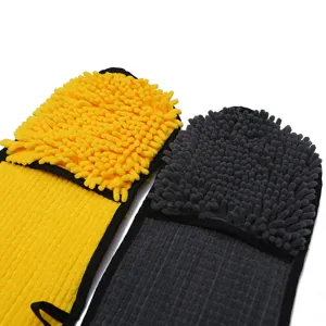 Guante toalla de microfibra chenille para limpieza y secado de mascotas absorbente