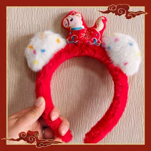 2026 Chinese New Year Horse Headband Plush Hair Hoop Festive Hair Accessories Cute Gift