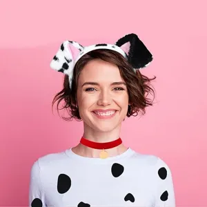 Plush Dalmatian Dog Headband Cute Animal Ear Hair Hoop Cosplay Costume Party Accessory