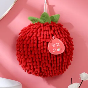Cute Chenille Hand Towel Fruit Shape Hanging Absorbent Kitchen Dish Cloth Soft Fast Drying Washcloth Cleaning Towel