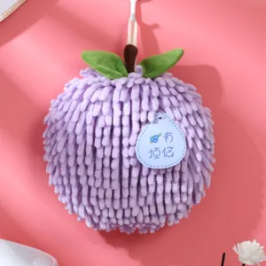 Cute hanging chenille hand towel ball, super absorbent quick drying dish cloth for kitchen.