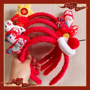 New Year Cute Horse Plush Headband Cartoon Animal Hair Hoop Festival Party Hair Accessories For Adults Kids