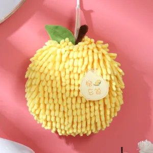 Cute hanging chenille hand towel, ultra-absorbent soft durian shape kitchen bathroom rag.