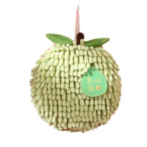 Cute hanging chenille hand towel ball absorbent kitchen rag soft quick dry wipe towel